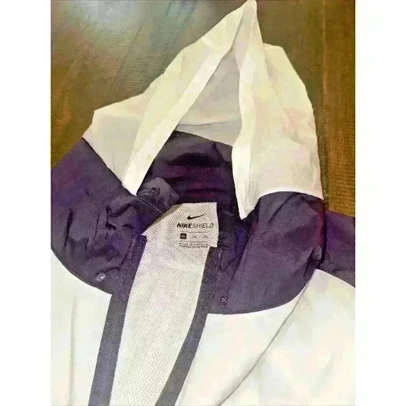 Nike Shield W's 3XL Zip Jacket Hide Away Hood Water Wind Resistant Grey Purple - Picture 5 of 10